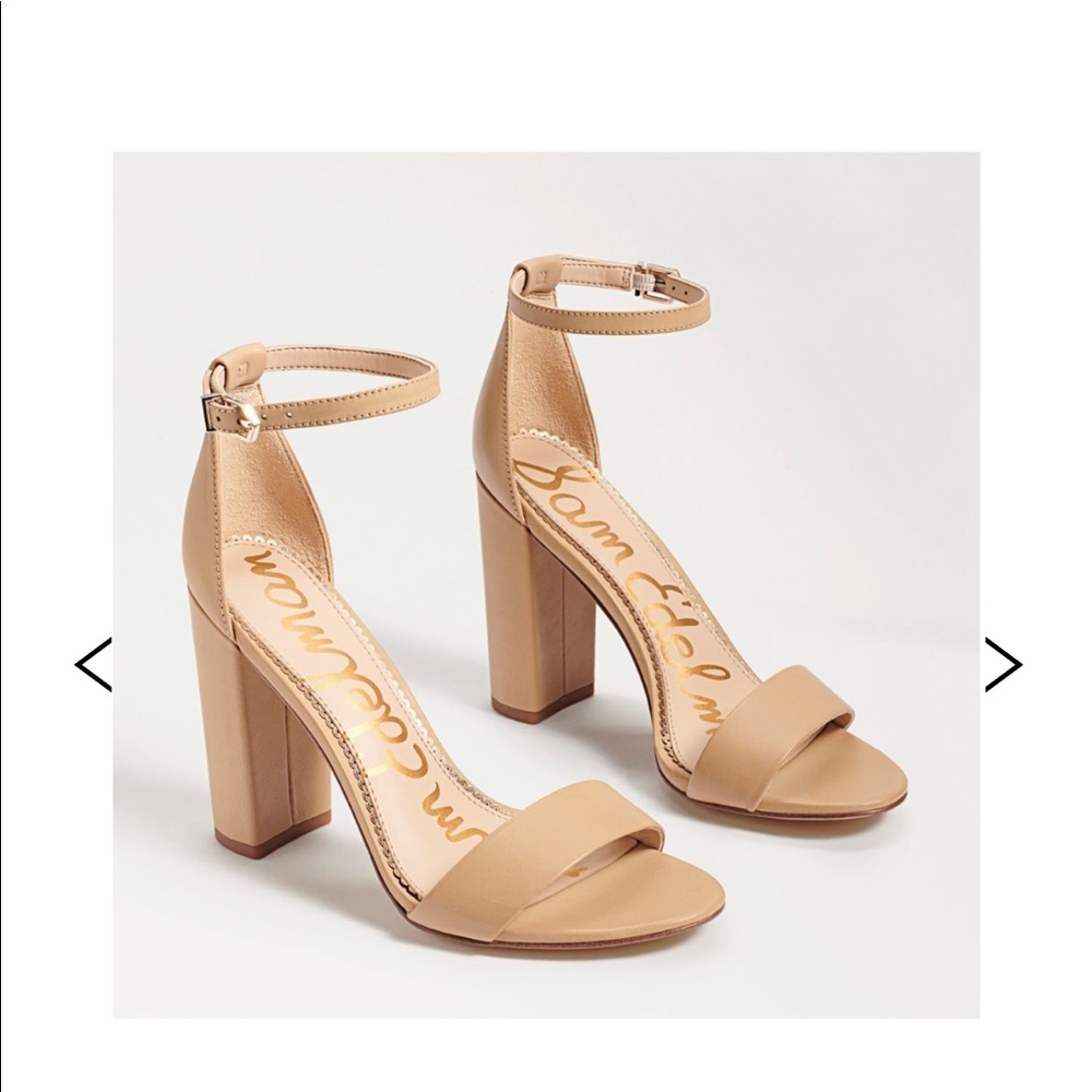 Sam Edelman Yaro Block Heel - Soft Beige Leather Size 10